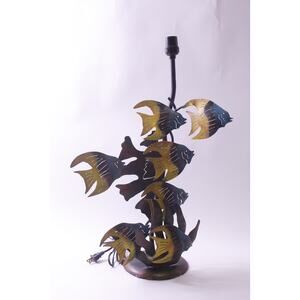 Tropical Fish, Lamp, Ocean, Metal, Mexico, Yellow, Aqua, Rare, Water Lamp, Decor